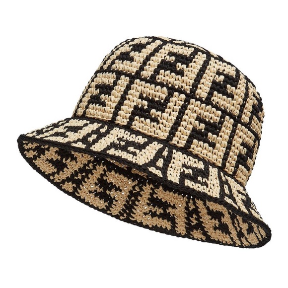 FENDI Raffia Logo Bucket Hat S/M - Picture 1 of 11